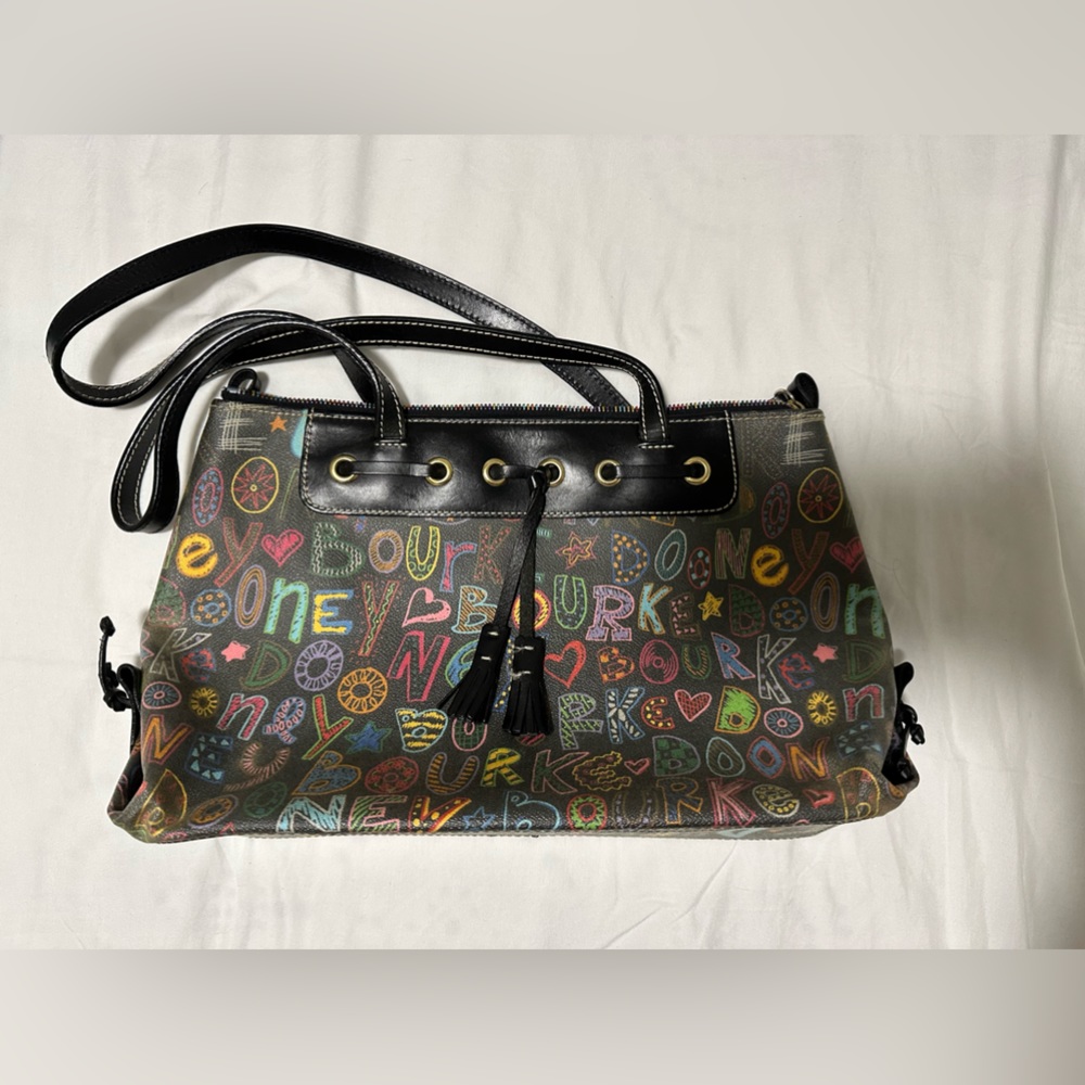 Vintage 90s Dooney & Bourke rainbow graffiti logo handbag